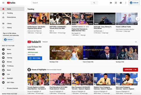 youtube home page.